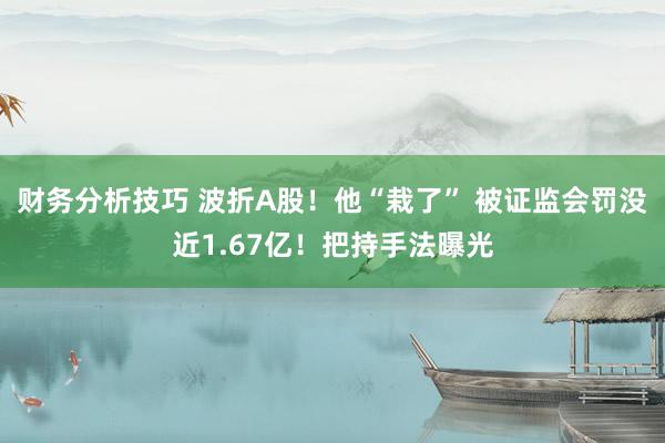 财务分析技巧 波折A股！他“栽了” 被证监会罚没近1.67亿！把持手法曝光