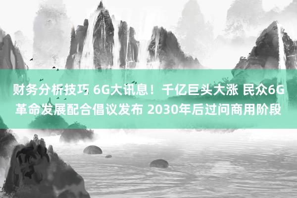 财务分析技巧 6G大讯息！千亿巨头大涨 民众6G革命发展配合倡议发布 2030年后过问商用阶段