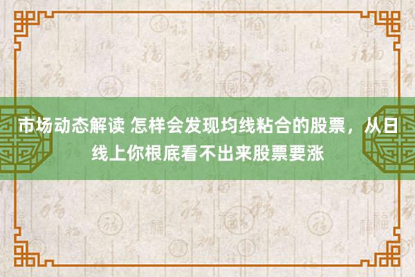 市场动态解读 怎样会发现均线粘合的股票，从日线上你根底看不出来股票要涨