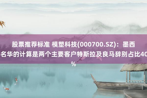 股票推荐标准 模塑科技(000700.SZ)：墨西哥名华的计算是两个主要客户特斯拉及良马辞别占比40%