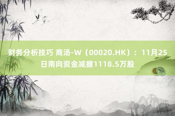 财务分析技巧 商汤-W（00020.HK）：11月25日南向资金减握1118.5万股