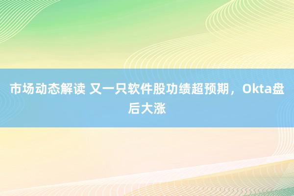 市场动态解读 又一只软件股功绩超预期，Okta盘后大涨