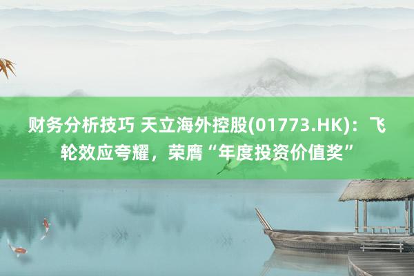 财务分析技巧 天立海外控股(01773.HK)：飞轮效应夸耀，荣膺“年度投资价值奖”