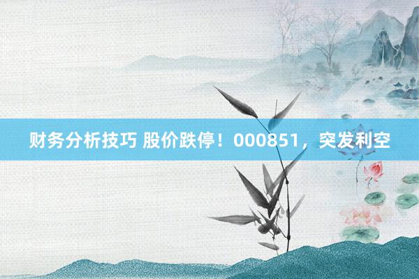 财务分析技巧 股价跌停！000851，突发利空