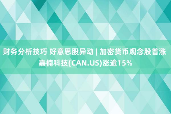 财务分析技巧 好意思股异动 | 加密货币观念股普涨 嘉楠科技(CAN.US)涨逾15%