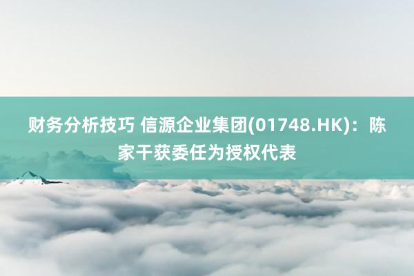 财务分析技巧 信源企业集团(01748.HK)：陈家干获委任为授权代表