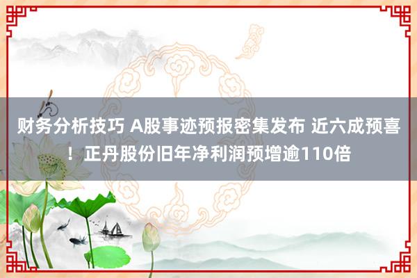 财务分析技巧 A股事迹预报密集发布 近六成预喜！正丹股份旧年净利润预增逾110倍