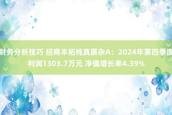 财务分析技巧 招商丰拓纯真羼杂A：2024年第四季度利润1303.7万元 净值增长率4.39%