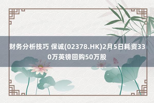 财务分析技巧 保诚(02378.HK)2月5日耗资330万英镑回购50万股