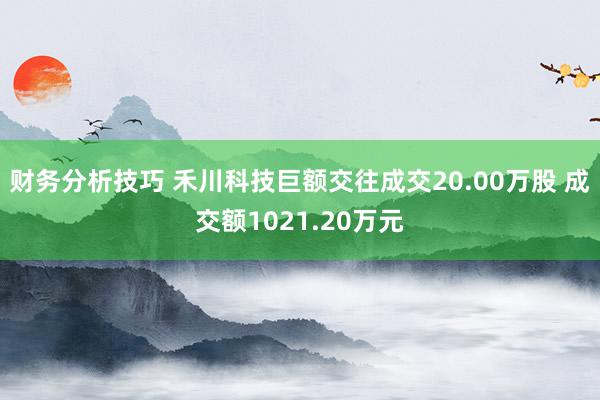 财务分析技巧 禾川科技巨额交往成交20.00万股 成交额1021.20万元